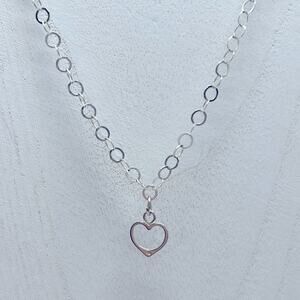 925 Italy Signed FAS Heart Pendant wit Circle Chain Link Necklace